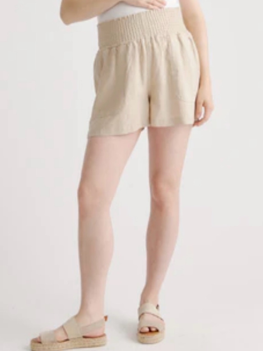 Quince 100% European Linen Maternity Shorts